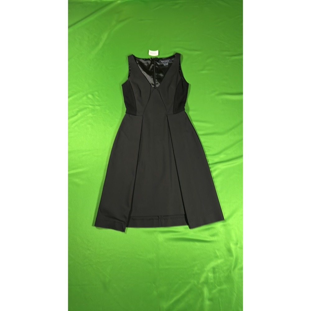 French Connection Black V-Neck Sleeveless Fit and Flare Midi Dress Size 2